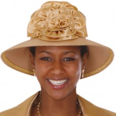New Lynda&apos;s Mujer Gold Kentucky Derby Brim Church Bridal Shower Hat #L386  eb-21771494